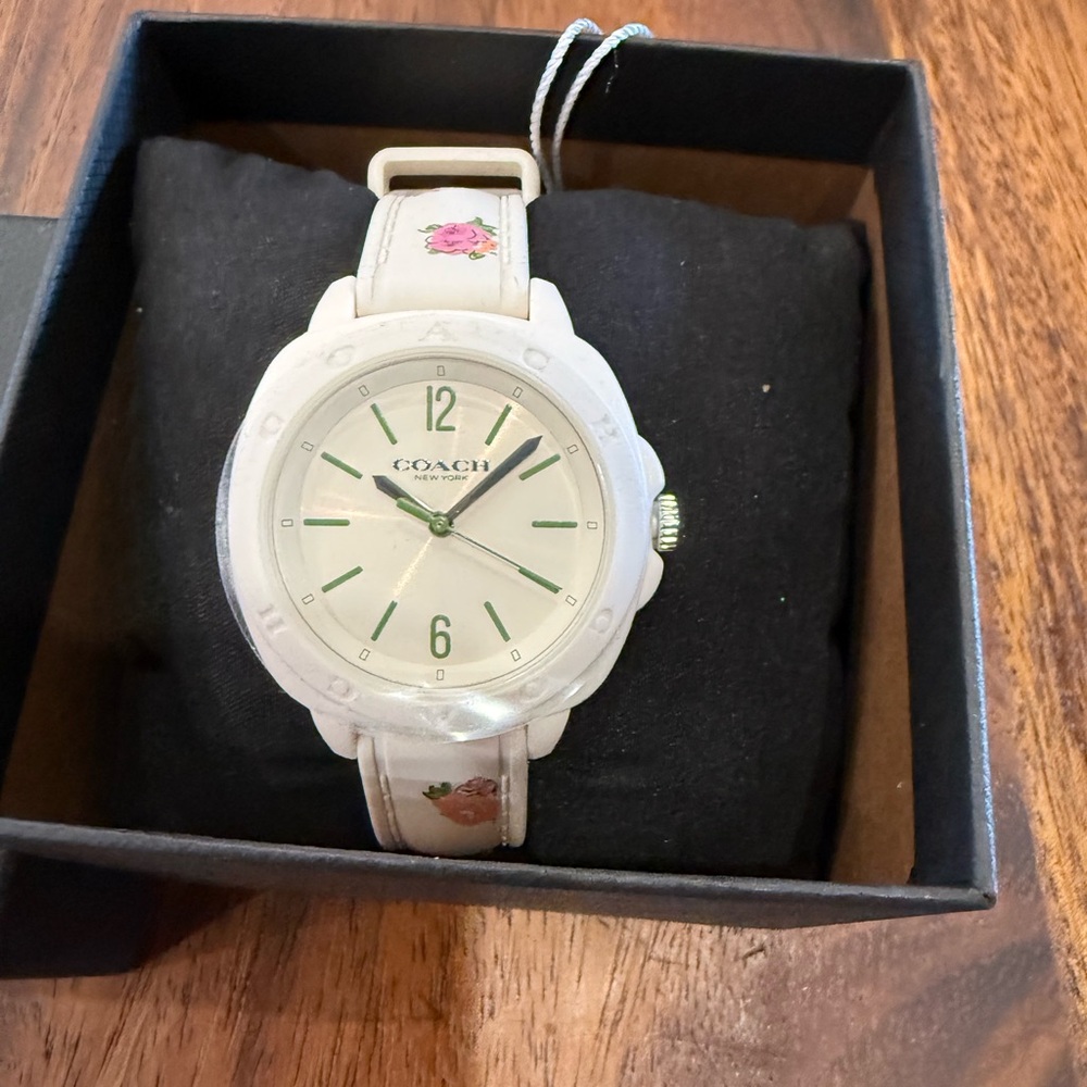 Coach White Floral Watch